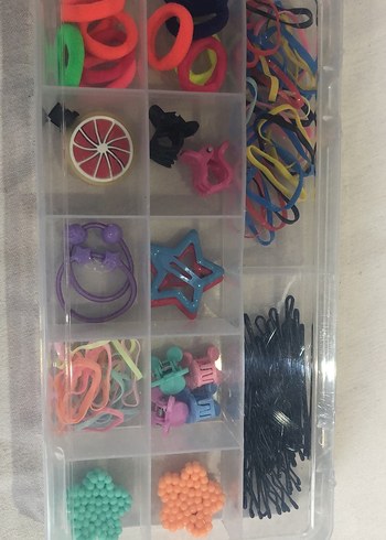 Renkli Lastikli Saç Tokası ve Klips Seti - Görsel 13