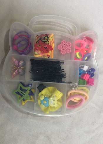 Renkli Lastikli Saç Tokası ve Klips Seti - Görsel 12