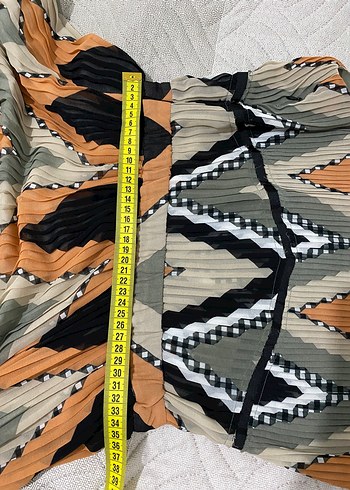 m Beden Massimo dutti Desenli Piliseli Uzun Elbise