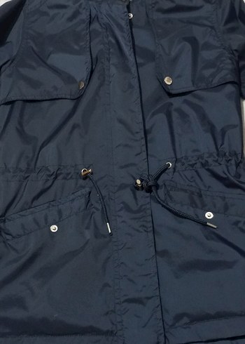 Düğmeli Lacivert Midi Street Style Kadın Ceket - Görsel 7