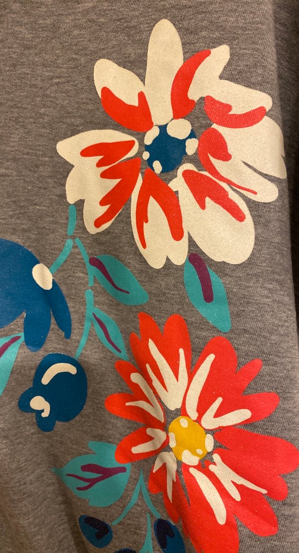 Gri Kapüşonlu Çiçek Baskılı çocuk pelerini - Görsel 2