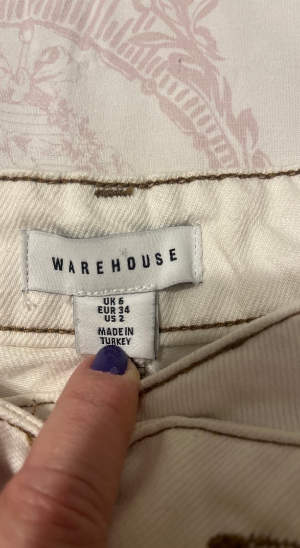 Beyaz Kemerli Geniş Kesim Kadın Kot Pantolon - Görsel 2