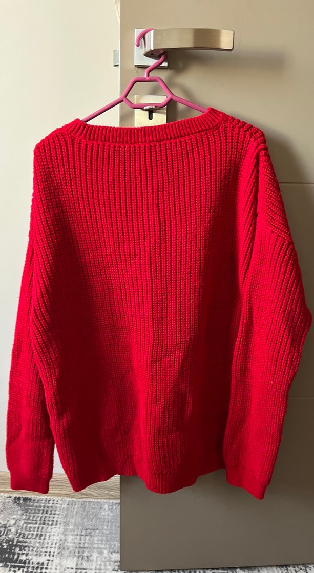 Kırmızı Kadın Triko Kazak - Görsel 2