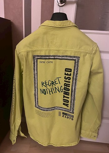 Sarı Düğmeli Uzun Kollu Keten Ceket Gömlek - Görsel 2