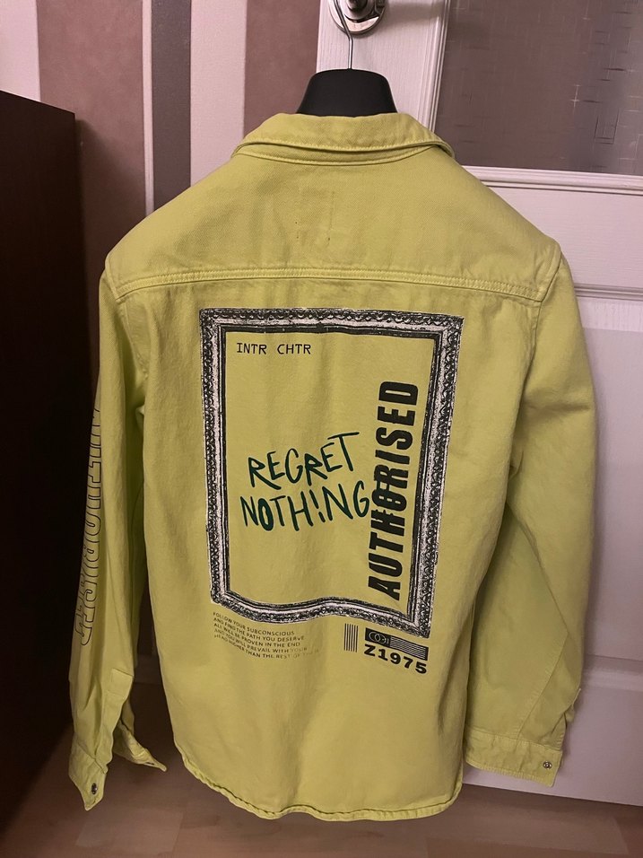 Sarı Düğmeli Uzun Kollu Keten Ceket Gömlek - Görsel 2