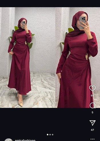 Bordo Drapeli Uzun Kadın Elbise şal ile birlikte
