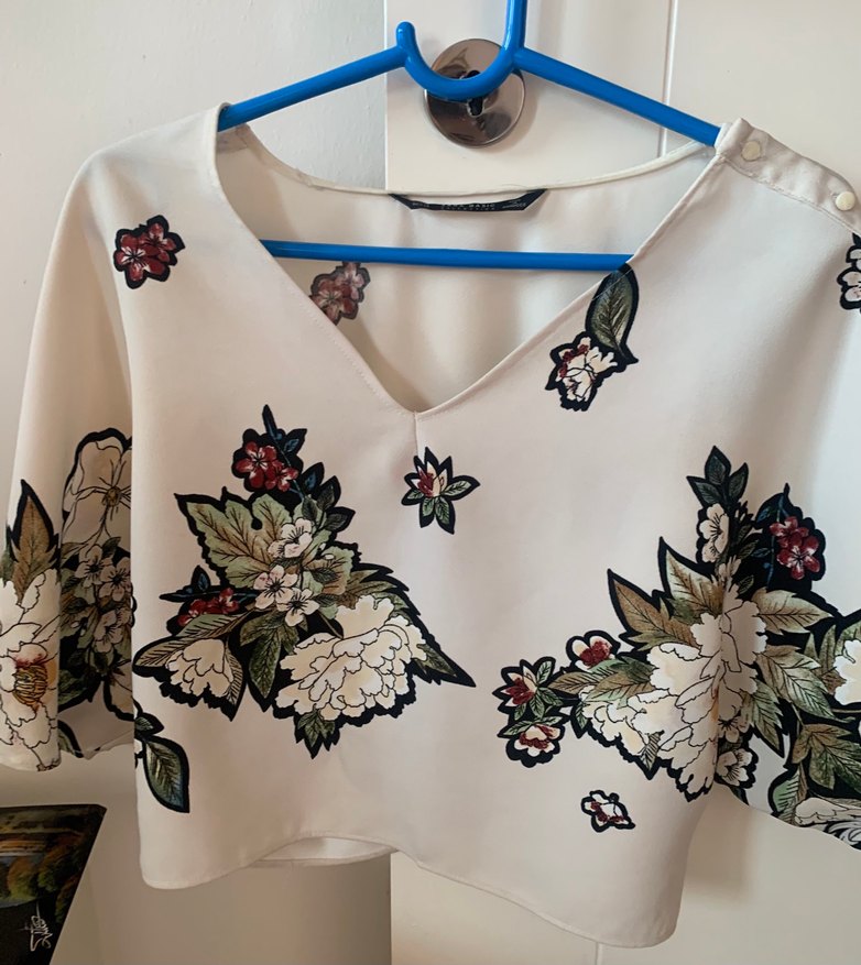 Çiçek Desenli V Yaka Bohem ZARA Bluz - Görsel 2