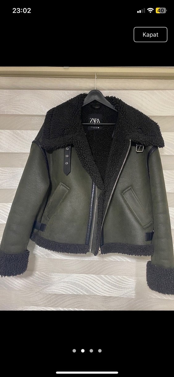 Zara haki biker ceket - Görsel 2