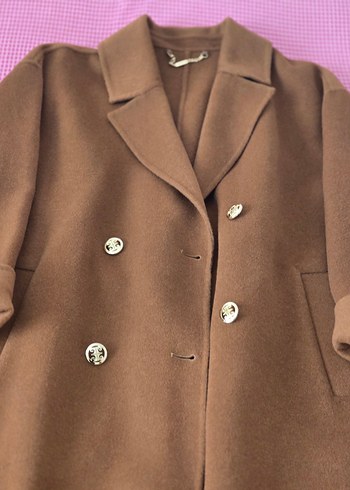 Düğmeli Kahverengi Uzun Kaban - Görsel 2