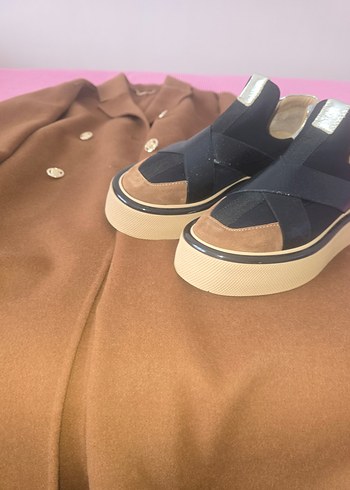 Düğmeli Kahverengi Uzun Kaban - Görsel 7