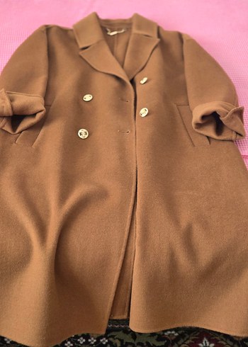 Düğmeli Kahverengi Uzun Kaban - Görsel 8