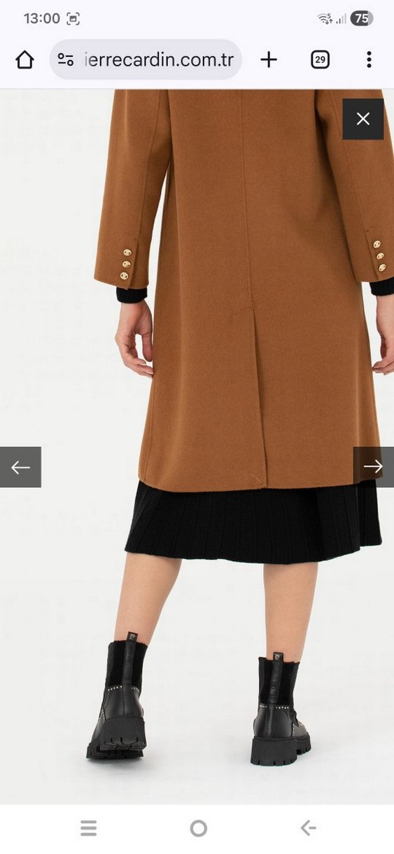 Düğmeli Kahverengi Uzun Kaban - Görsel 5