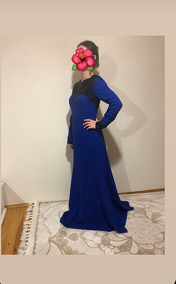 36 Beden mavi Renk Uzun elbise