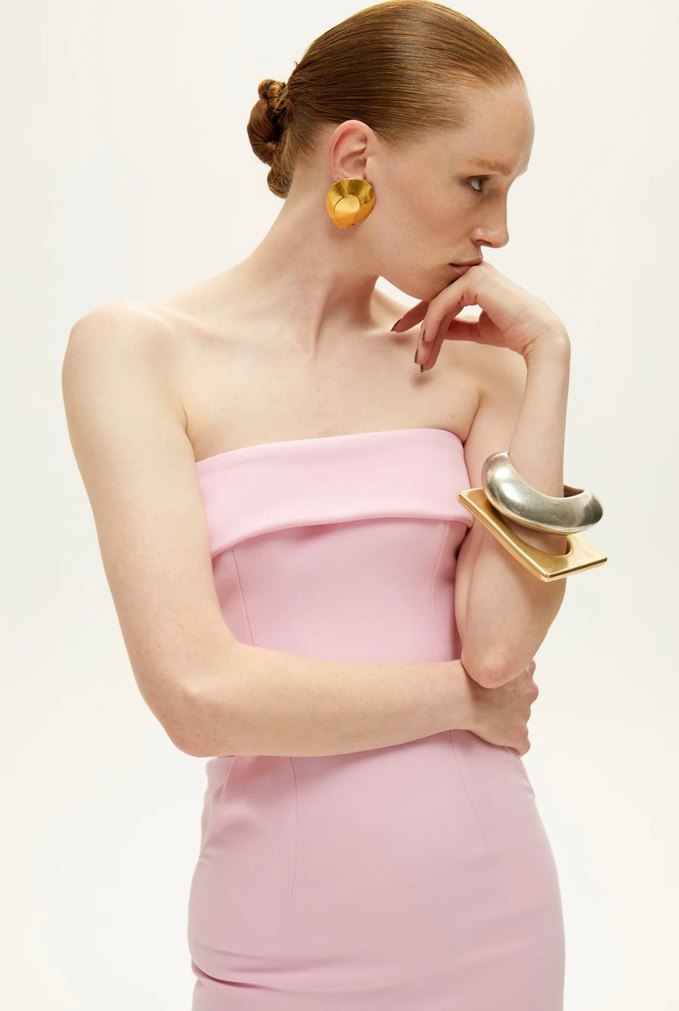 NEW ARRIVALS MARKA
 Pembe Straplez Uzun Elbise - Görsel 3