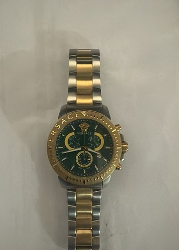 Versace Altın Renk Metalik Gri Erkek Kol Saati - Görsel 2