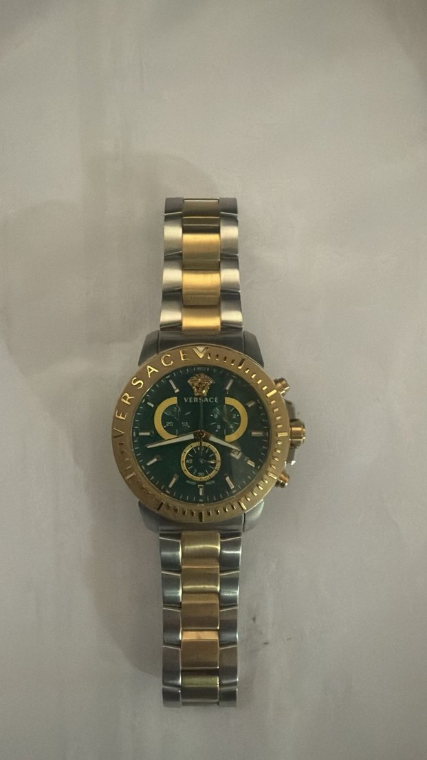 Versace Altın Renk Metalik Gri Erkek Kol Saati - Görsel 2