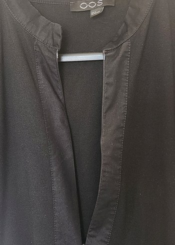 Siyah V Yakalı Midi Keten Elbise - Görsel 6