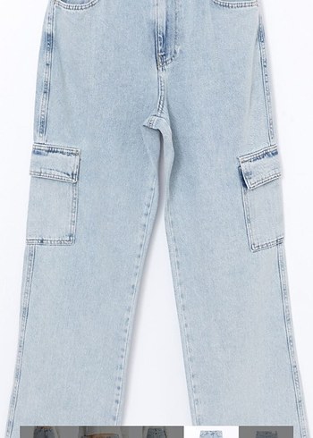 Kadın Açık Mavi Loose Fit Midi Denim Jean - Görsel 4