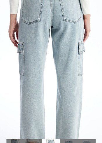 Kadın Açık Mavi Loose Fit Midi Denim Jean - Görsel 3