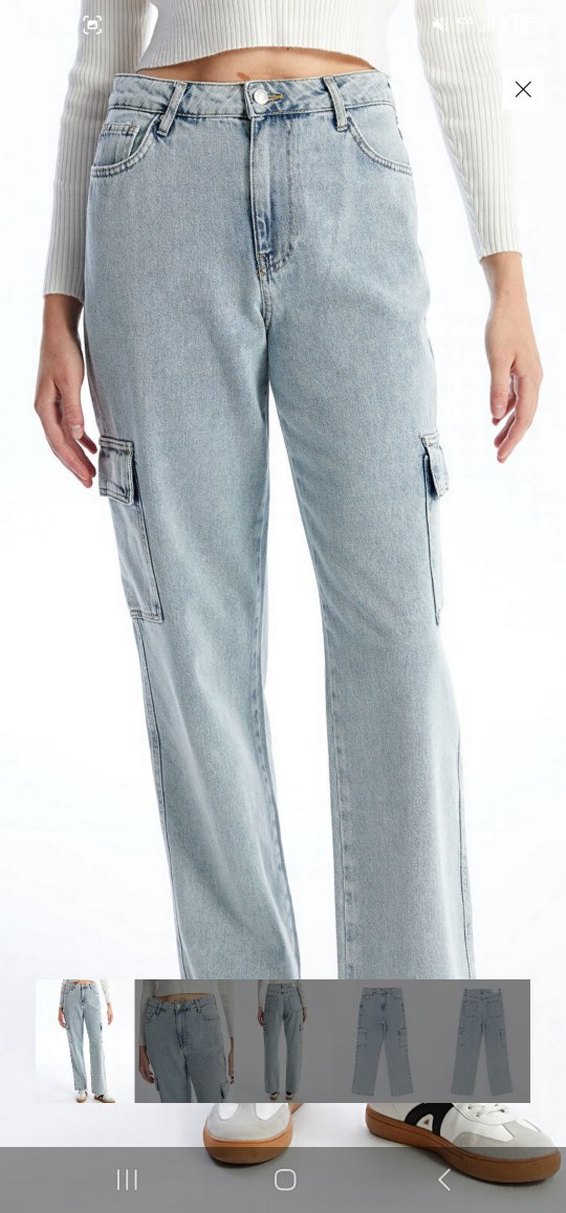 Kadın Açık Mavi Loose Fit Midi Denim Jean - Görsel 2