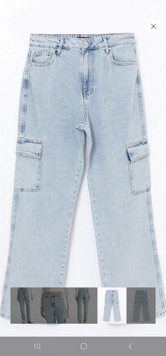 Kadın Açık Mavi Loose Fit Midi Denim Jean - Görsel 4