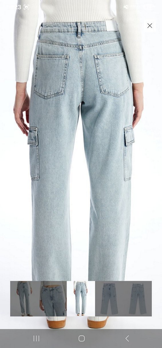 Kadın Açık Mavi Loose Fit Midi Denim Jean - Görsel 3