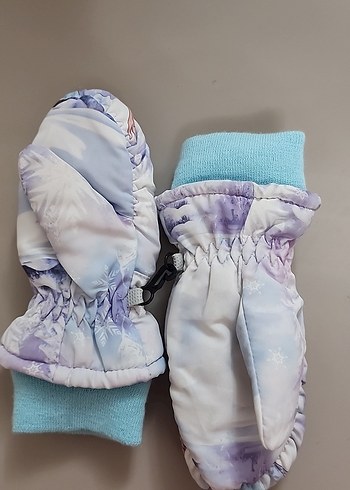 Kız Çocuk Mavi Baskılı Kürklü Eldiven - Görsel 2