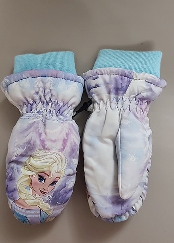 Kız Çocuk Mavi Baskılı Kürklü Eldiven - Görsel 4