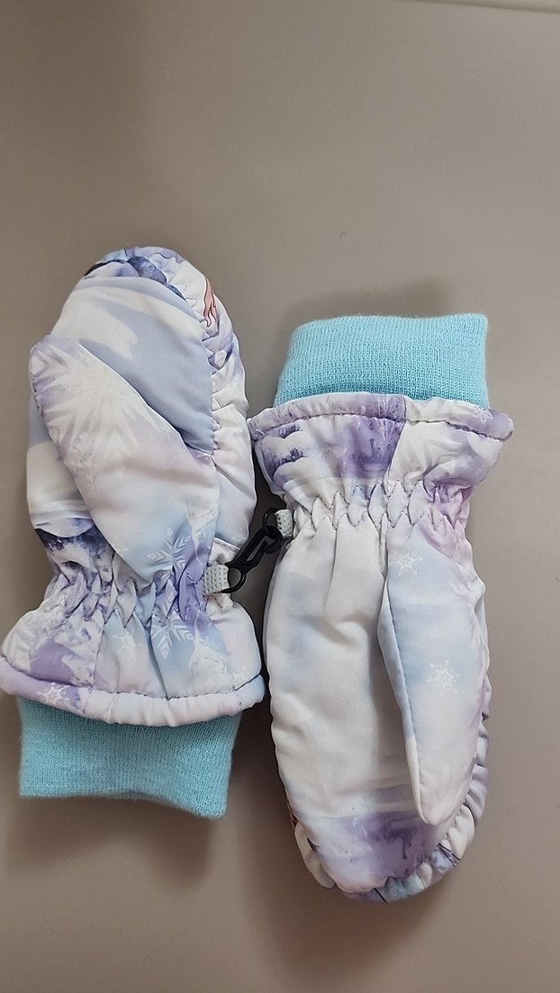 Kız Çocuk Mavi Baskılı Kürklü Eldiven - Görsel 2