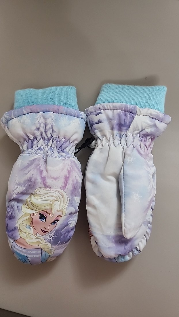 Kız Çocuk Mavi Baskılı Kürklü Eldiven - Görsel 4