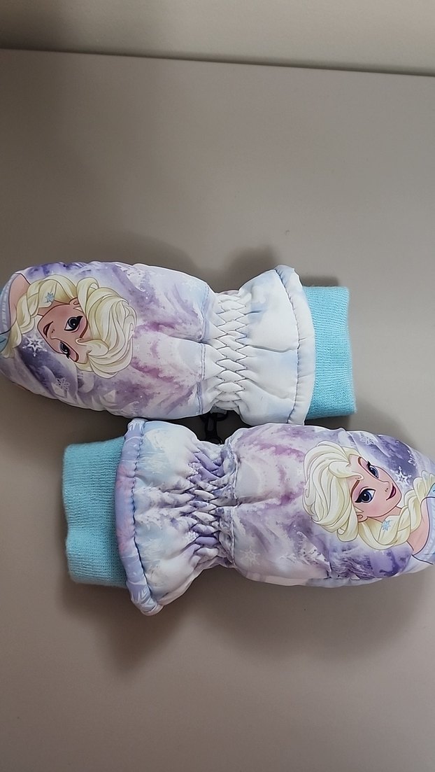 Kız Çocuk Mavi Baskılı Kürklü Eldiven - Görsel 3