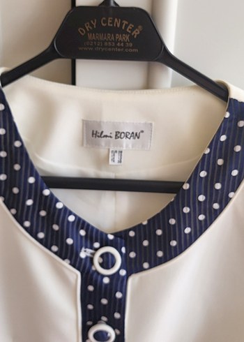 Beyaz Kadın Düğmeli Midi Ceket - Görsel 5