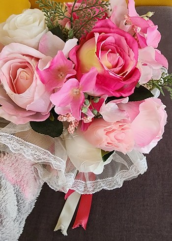 Dantel Detaylı Pembe Düğün Aksesuarı - Görsel 2