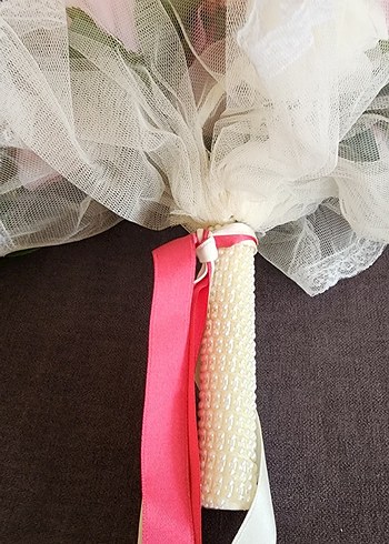 Dantel Detaylı Pembe Düğün Aksesuarı - Görsel 5