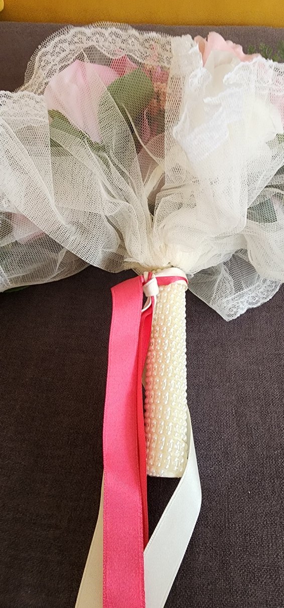 Dantel Detaylı Pembe Düğün Aksesuarı - Görsel 5