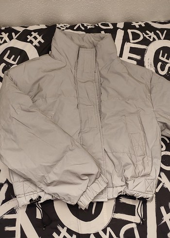 Gri Mini Kadın Kışlık Ceket - Görsel 4