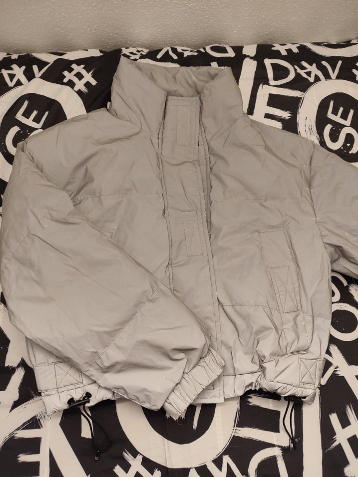 Gri Mini Kadın Kışlık Ceket - Görsel 4