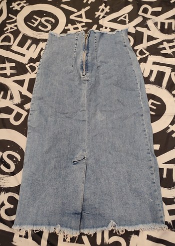 Kadın Gri Denim Midi Etek - Görsel 2