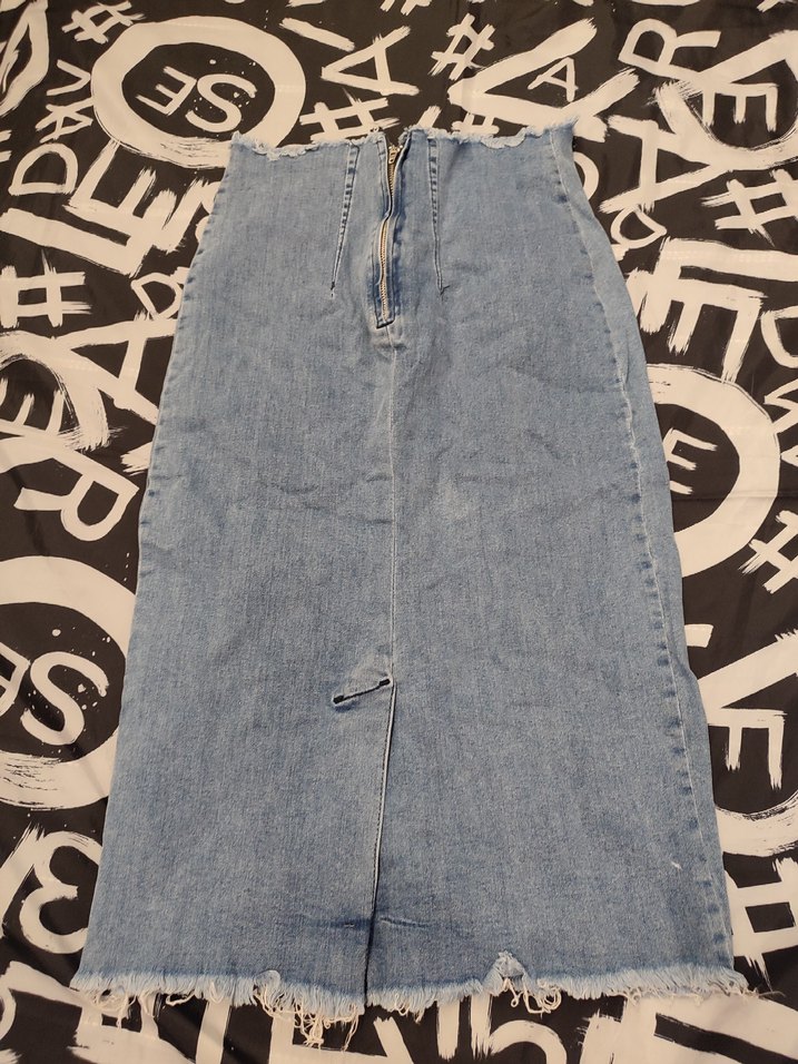 Kadın Gri Denim Midi Etek - Görsel 2