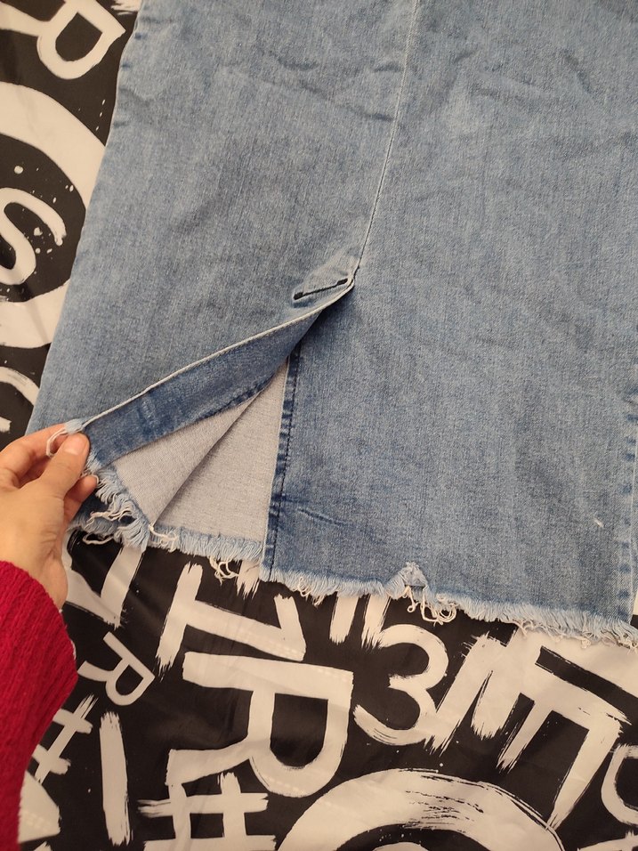 Kadın Gri Denim Midi Etek - Görsel 4