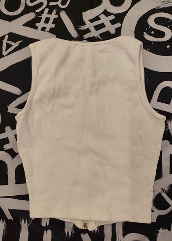 Beyaz Fermuarlı Kadın Kolsuz Atlet - Görsel 2