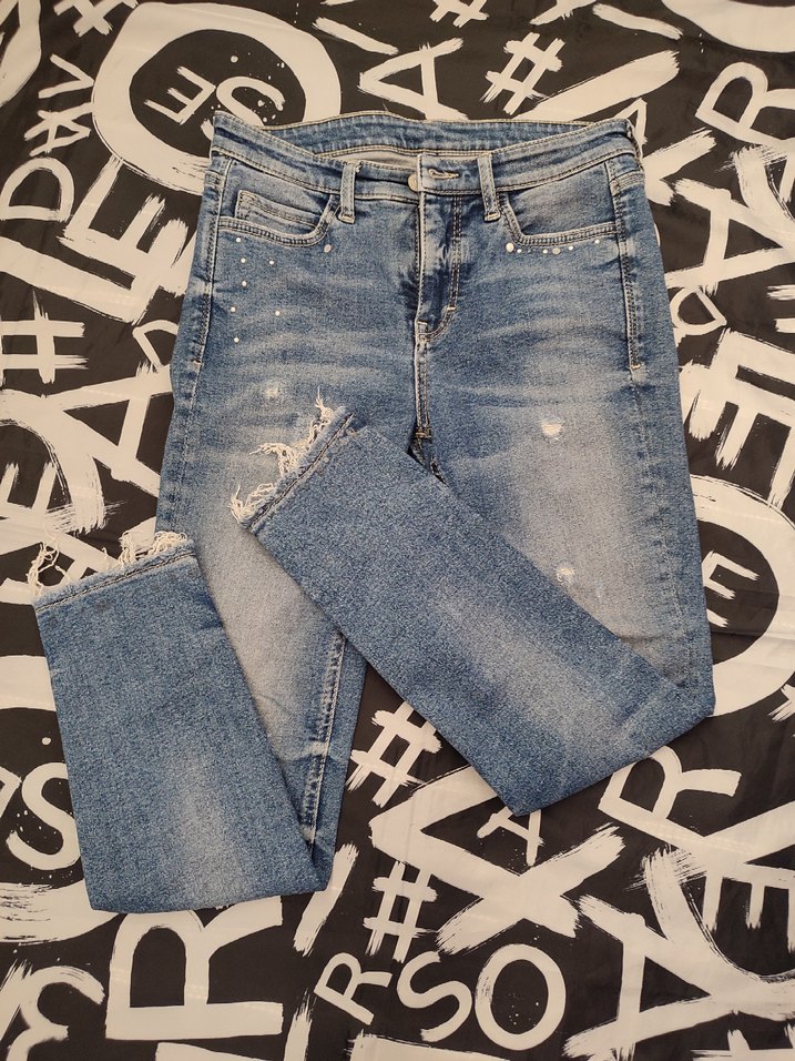 Kadın Mavi Denim Loose Fit Sokak Stili Jean - Görsel 2