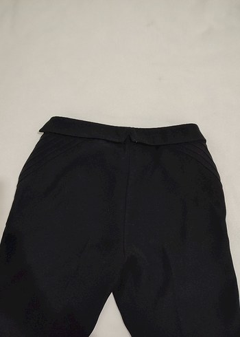 Kadın Siyah Kemerli Denim Kumaş Pantolon - Görsel 3