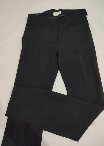 Kadın Siyah Kemerli Denim Kumaş Pantolon - Görsel 2