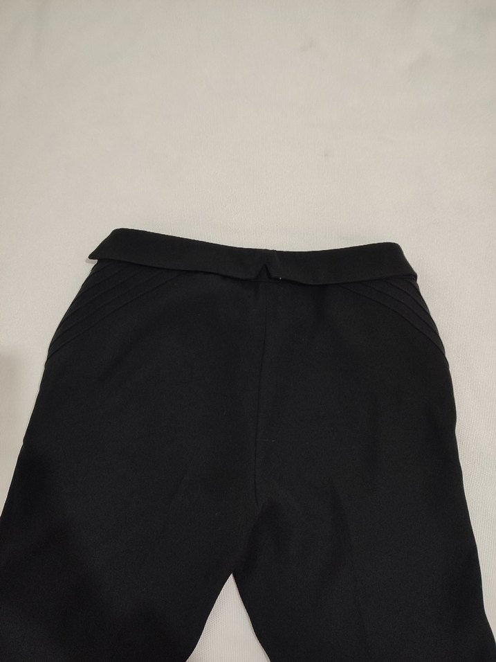 Kadın Siyah Kemerli Denim Kumaş Pantolon - Görsel 3