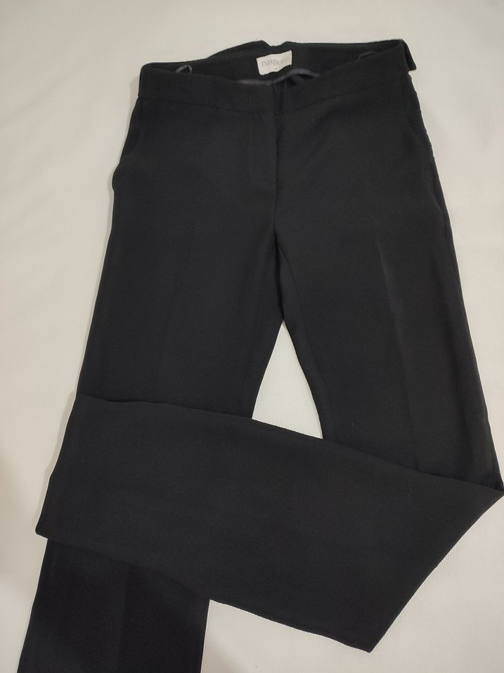 Kadın Siyah Kemerli Denim Kumaş Pantolon - Görsel 2