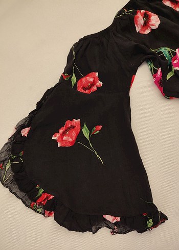 Çiçek Desenli Bohem Kadın Bluz - Görsel 3