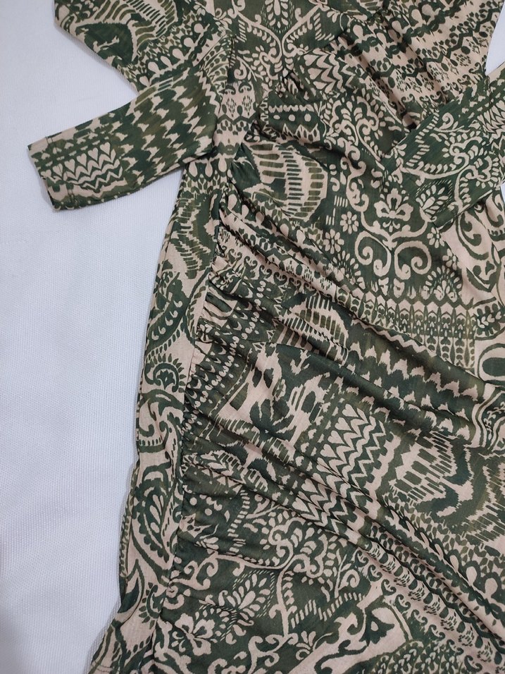 Uzun Kol Bohem Yılan Desenli Triko Elbise - Görsel 3