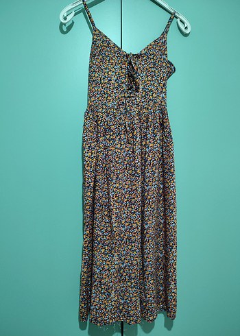 Bohem Çok Renkli Uzun Askılı Elbise - Görsel 7