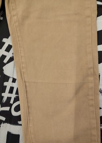 Bej Kadın Bol Kesim Midi Kot Pantolon - Görsel 3